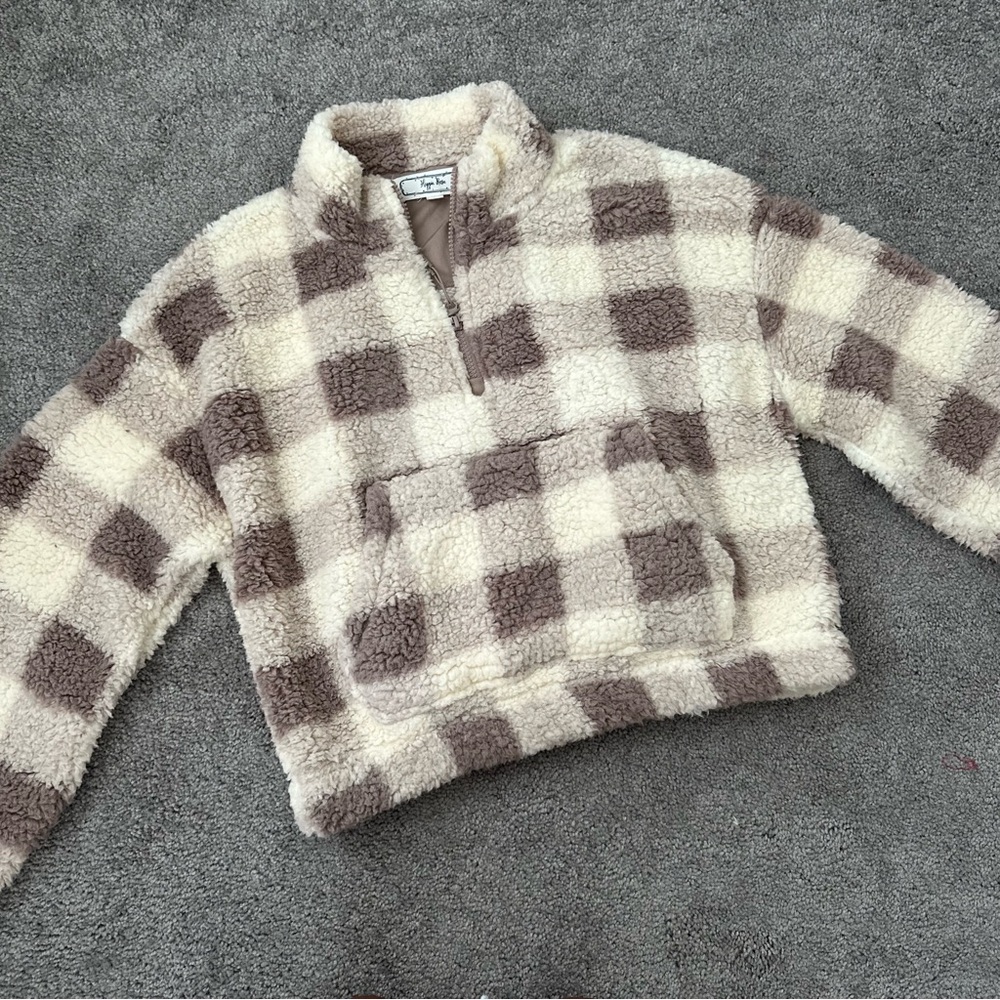 Sherpa Half Zip Cropped Jacket